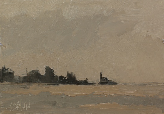 A painting of Alki Point lighthouse