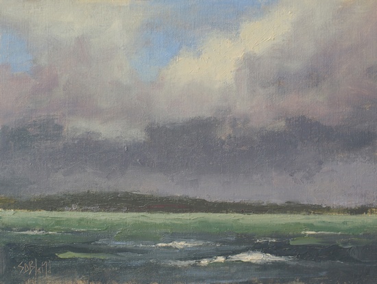 Plein air painting of Puget Sound
