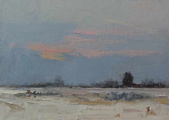 Winter Dawn. 5x7, oil and cold wax on linen panel. 2016