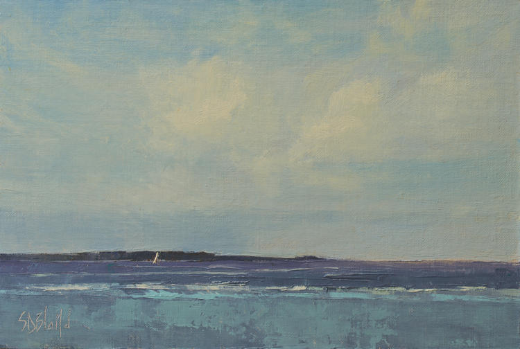 An updated oil painting with more dramatic sky and foreground sea
