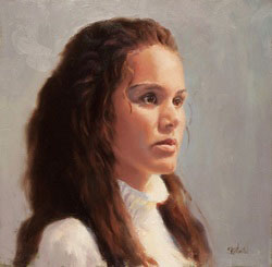 Studio oil painting of a model